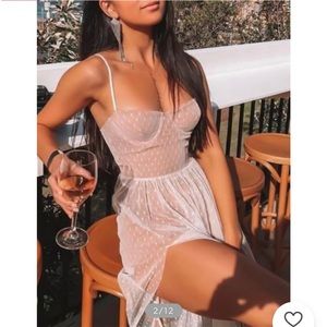 White Fox Boutique Totally Bangin white beige mesh XS dress NWT (w/o shorts)